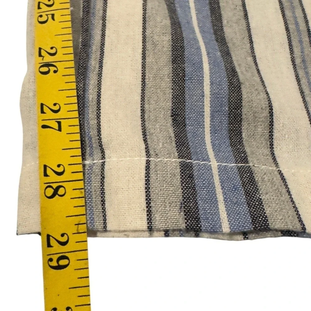 Ci Sono Linen Blend Wide Leg Pants Medium Blue Ivory Button Detail Coastal Style - Picture 7 of 10